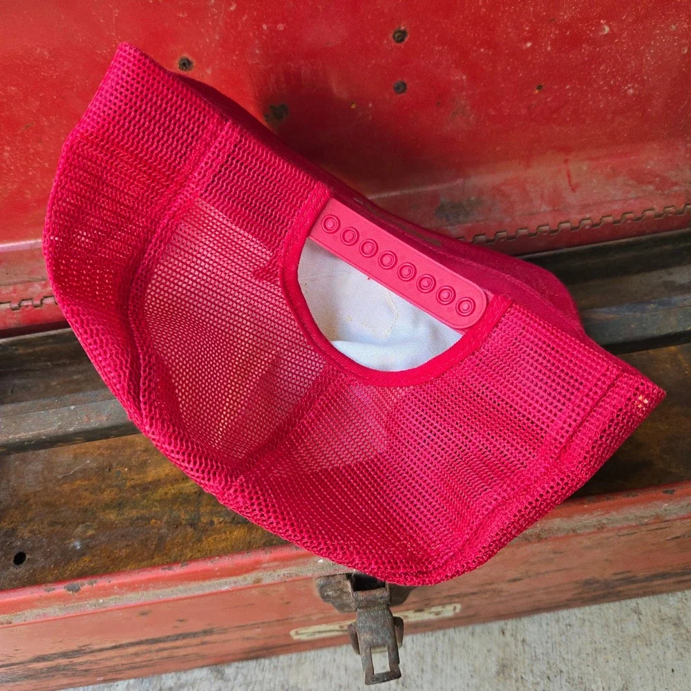 VTG Maple Leaf Fishery Products ‎ K-Brand Trucker Hat Red White Sewn In Canada